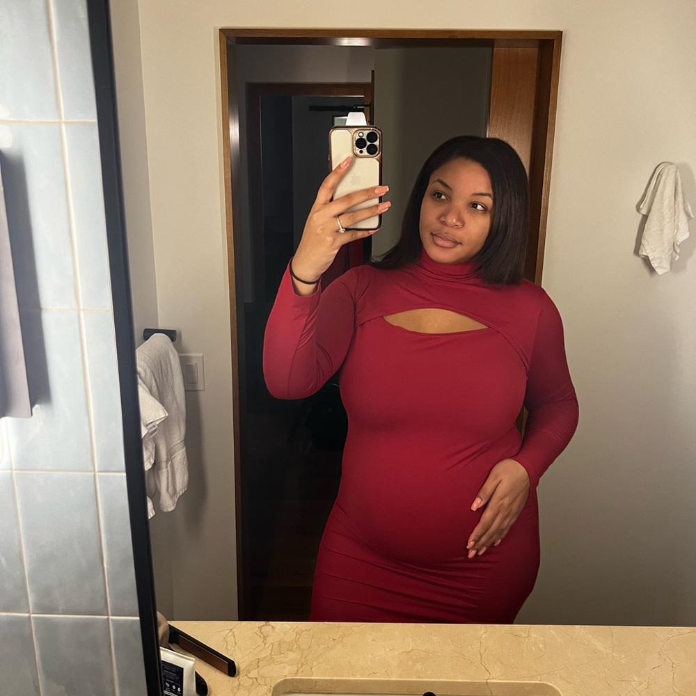 Long Sleeve Maternity Midi Dress